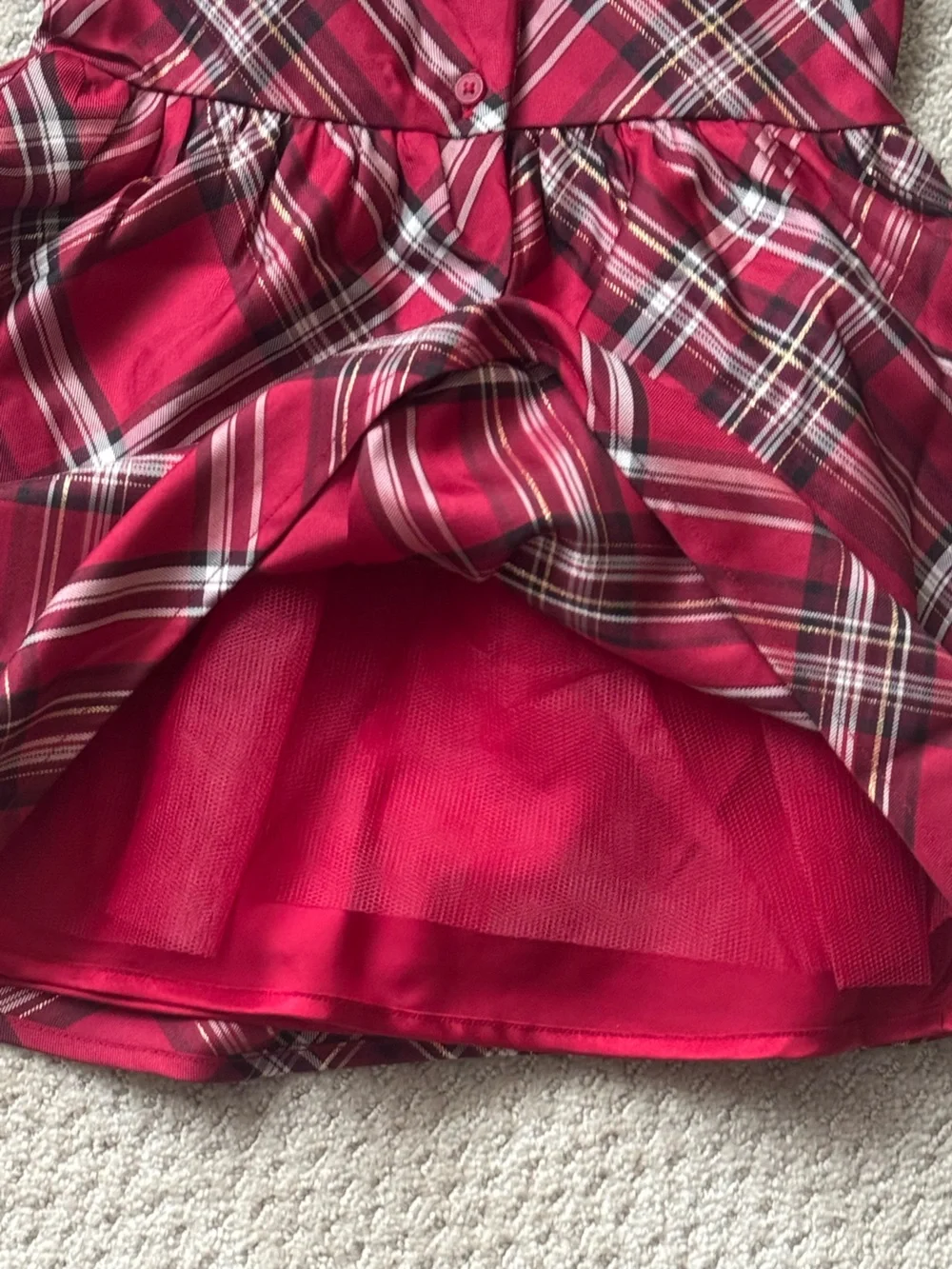 The children's place Red Plaid Holiday Dress 4T